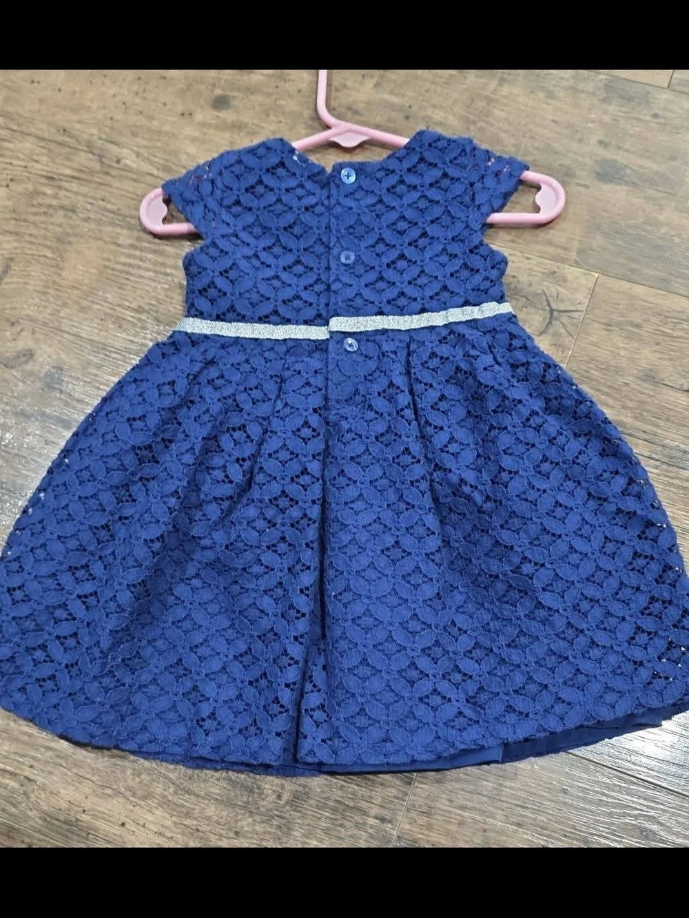Carter's Navy Lace Dress with Silver Belt Sz 12 Months